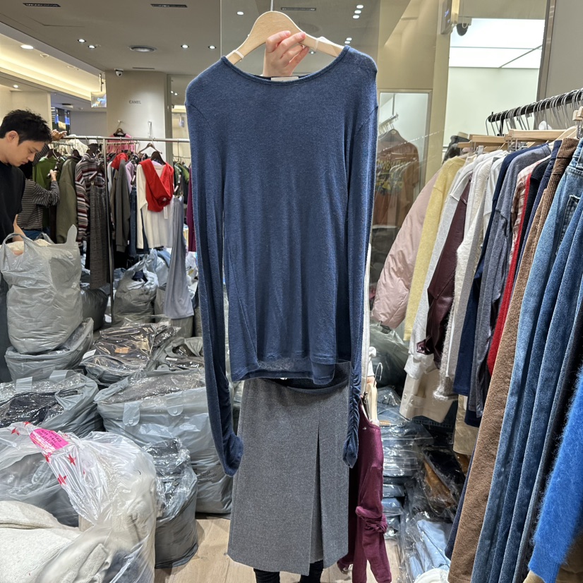 BRUNI/RICOTTA韓國代購女裝新品休閑真品長袖T恤羊毛絲綢BRUNI/RICOTTA長袖T恤圖色2