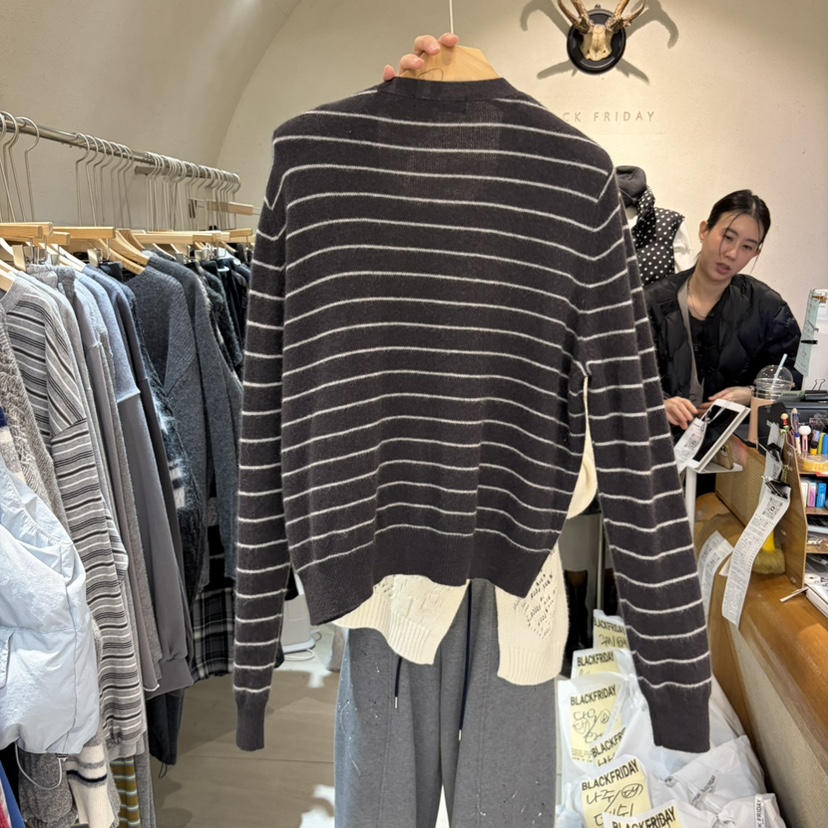 BLACKFRIDAY東大門代購女裝新品時尚休閑熱賣針織衫假兩件BLACK FRIDAY針織衫