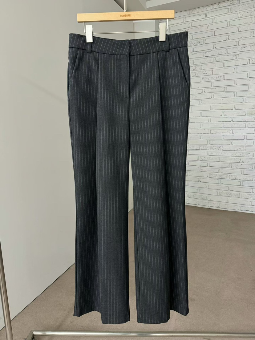 LOWBURN韓國直郵女士新品時尚真品熱賣推薦休閑休閑褲條紋LOWBURN休閑褲圖色1墨色