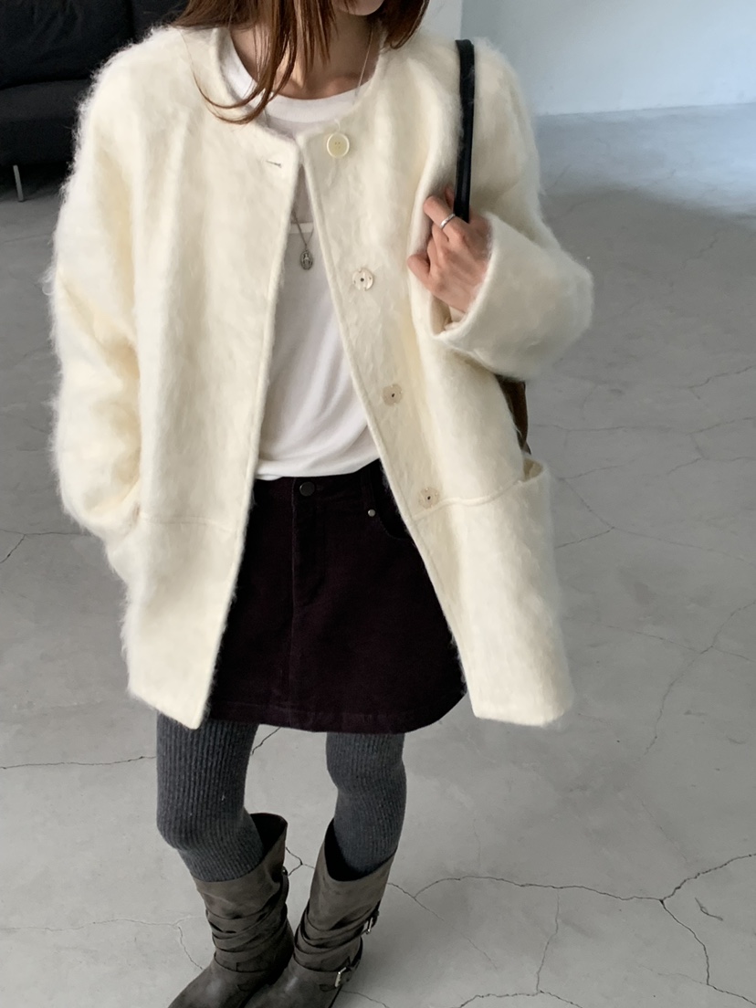 RIVER RAIN東大門代購女裝新款真品人氣時尚中長款大衣手工RIVER RAIN中長款大衣