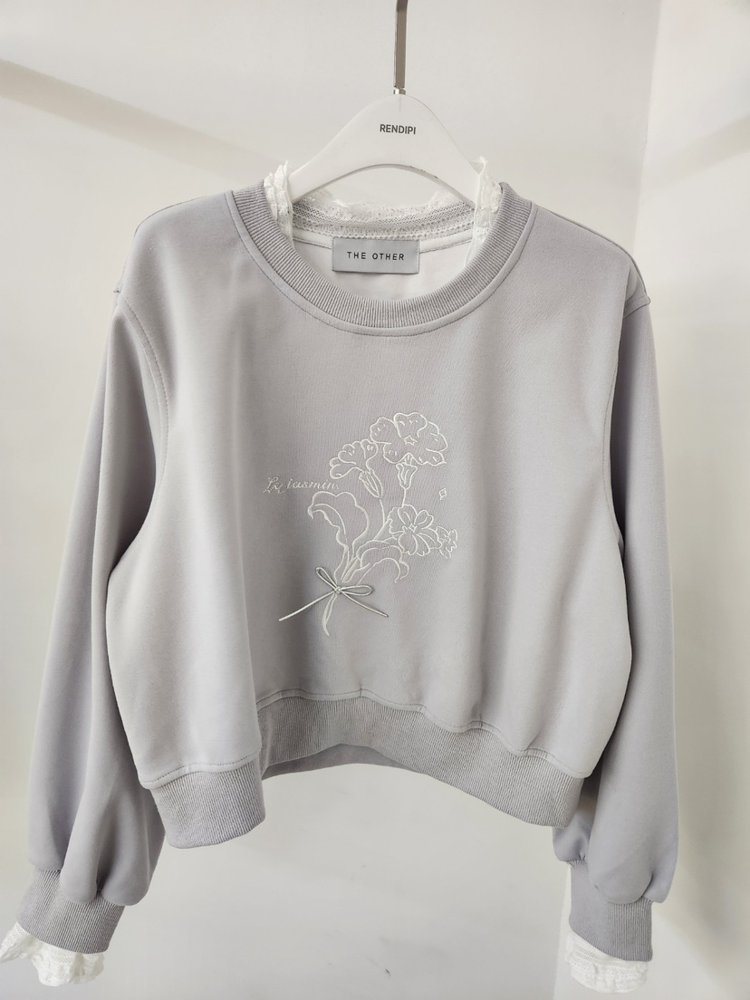 THE OTHER韓國直郵女裝新品休閑真品熱賣衛衣刺繡花朵蕾絲THE OTHER衛衣圖色3