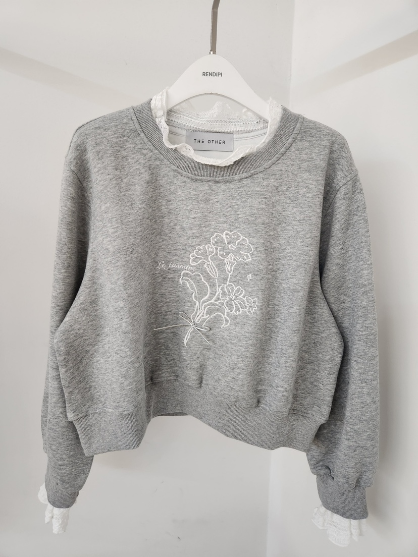 THE OTHER韓國直郵女裝新品休閑真品熱賣衛衣刺繡花朵蕾絲THE OTHER衛衣圖色4