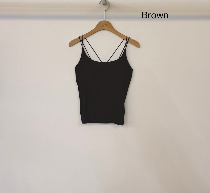 TWENTY FOUR SEVEN24-7韓國代購女裝新品休閑吊帶背心無袖條紋TEWNTY FOUR SEVEN24-7吊帶/背心圖色4棕色