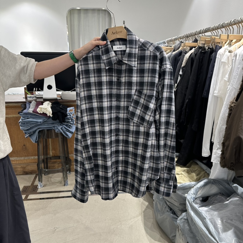 ACKER韓國直郵女裝新品休閑時尚真品人氣推薦襯衫蕾絲衫格子Acker襯衫/蕾絲衫圖色2