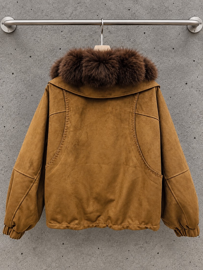 NYLON韓國直郵女士新品推薦短款羽絨服毛領可拆可拆卸羽絨狐貍鴨絨NYLON短款羽絨服