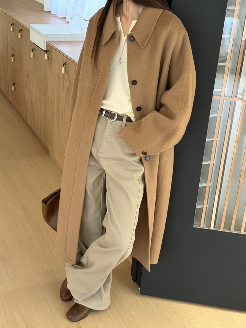 RIVER RAIN東大門直郵女裝新款時尚中長款大衣手工制作經典RIVER RAIN中長款大衣