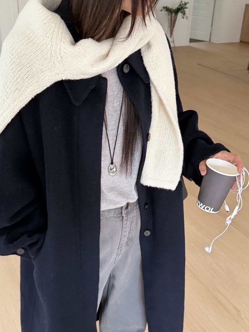 RIVER RAIN東大門直郵女裝新款時尚中長款大衣手工制作經典RIVER RAIN中長款大衣