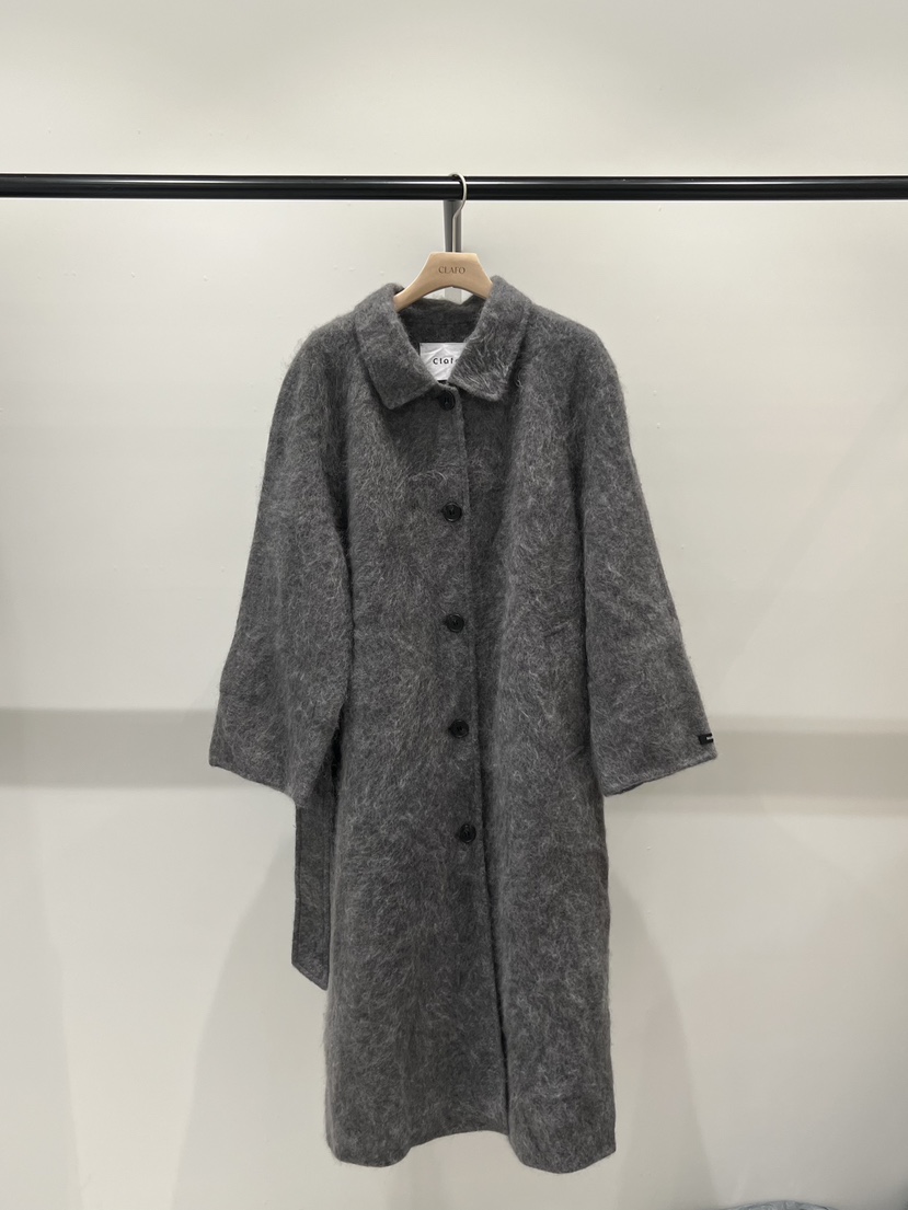CLAFO韓國直郵女裝新品熱賣真品中長款大衣含腰帶手工絲綢CLAFO中長款大衣圖色2
