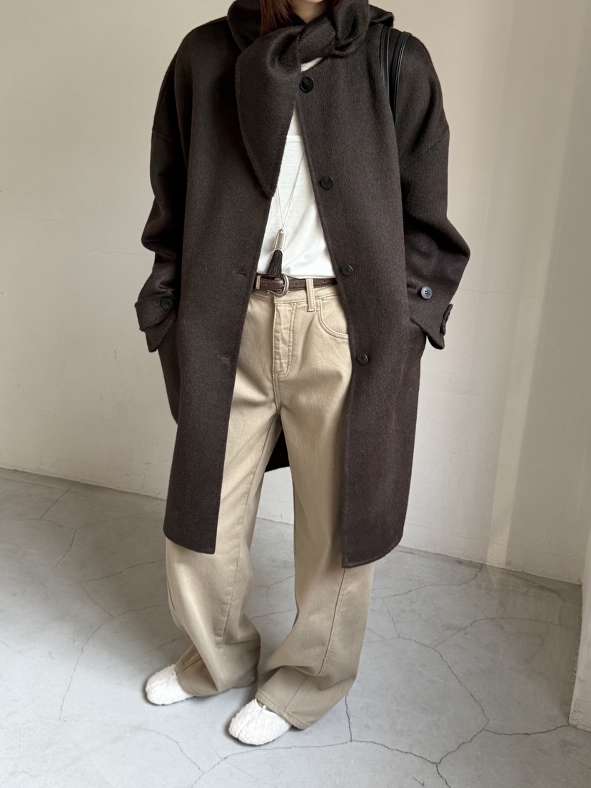 RIVER RAIN東大門實拍女士新款時尚推薦中長款大衣手工圍巾RIVER RAIN中長款大衣