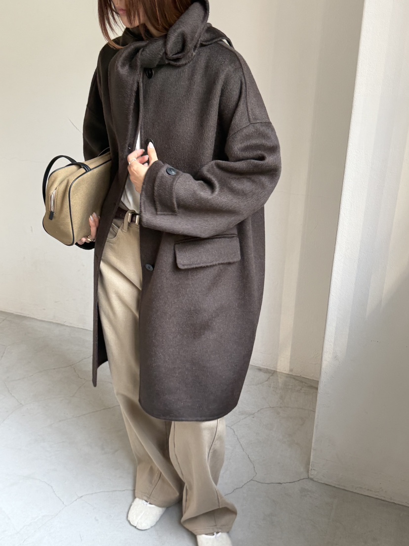 RIVER RAIN東大門實拍女士新款時尚推薦中長款大衣手工圍巾RIVER RAIN中長款大衣