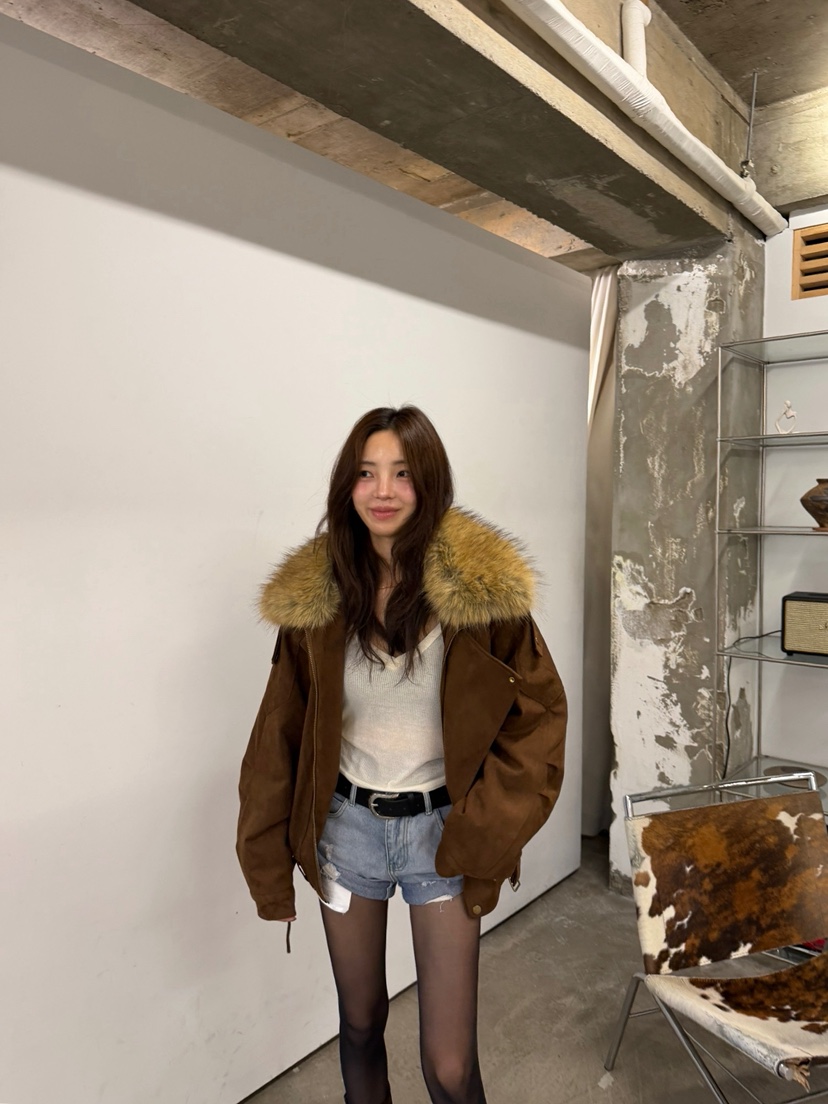 SOLAR東大門直郵女裝新品休閑熱賣時尚推薦短款大衣浣熊絨SOLAR短款大衣