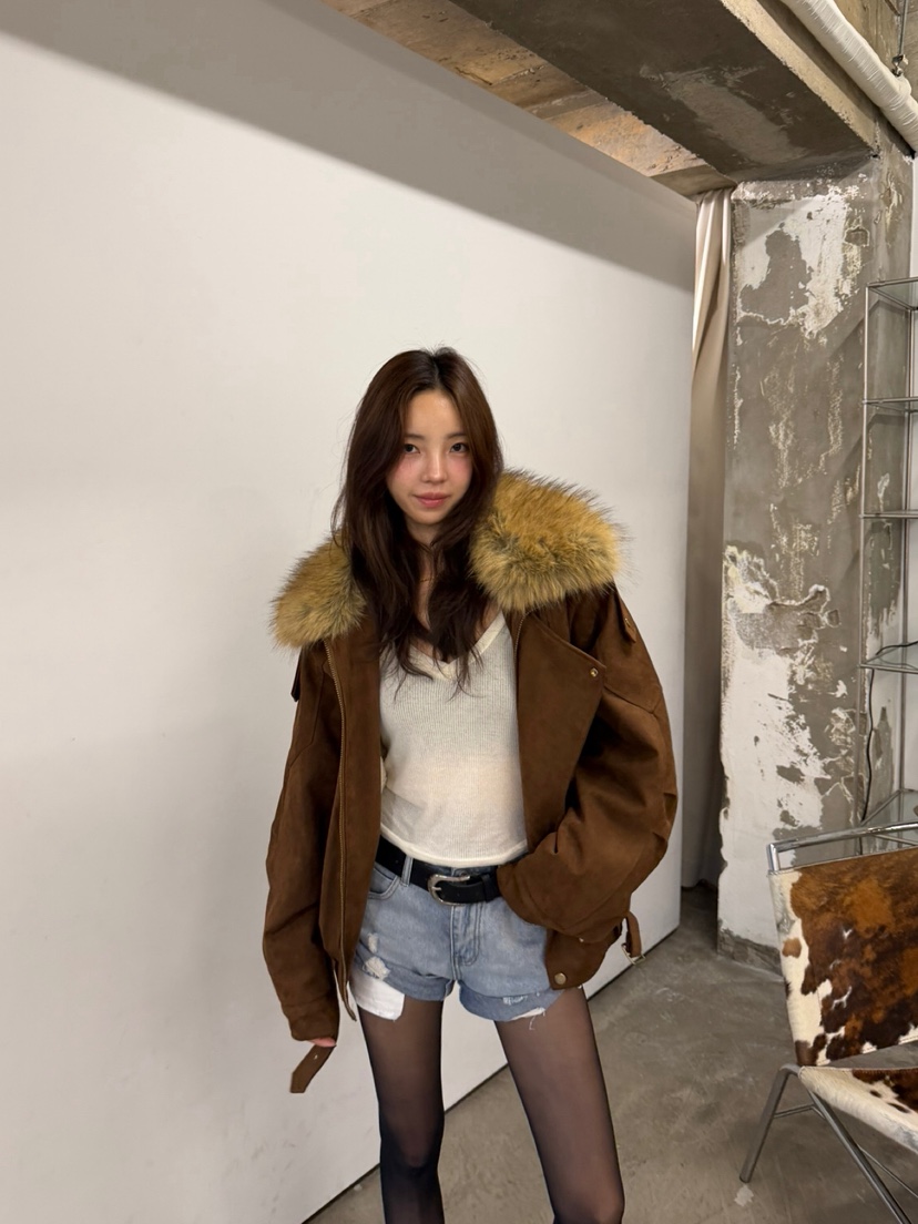 SOLAR東大門直郵女裝新品休閑熱賣時尚推薦短款大衣浣熊絨SOLAR短款大衣