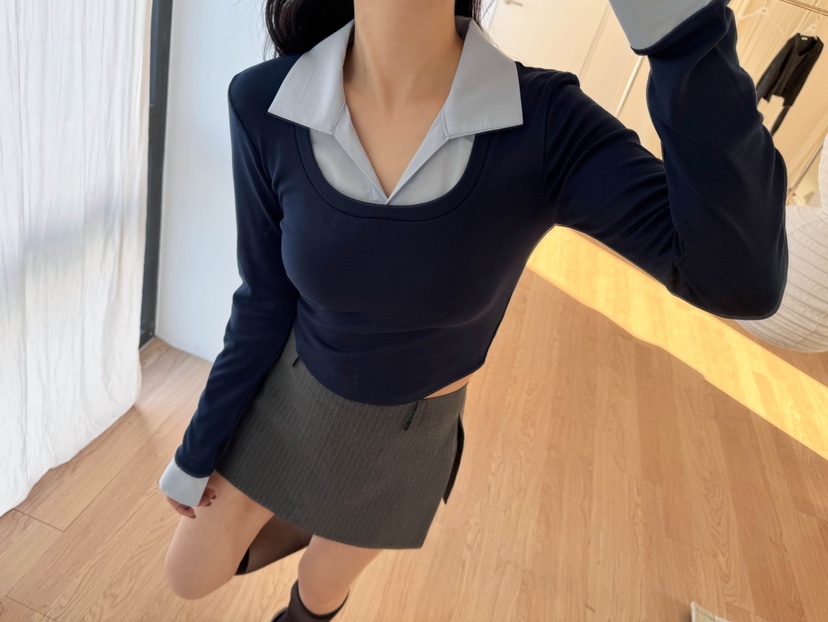 VELEN東大門實拍女士新品時尚休閑熱賣推薦真品人氣長袖T恤Velen長袖T恤圖色1