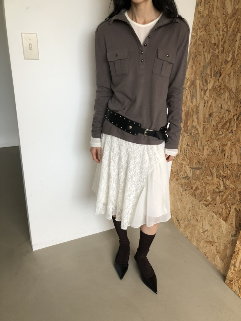MOVENNE東大門直郵女士新款熱賣時尚推薦長袖T恤高領紐扣MOVENNE長袖T恤