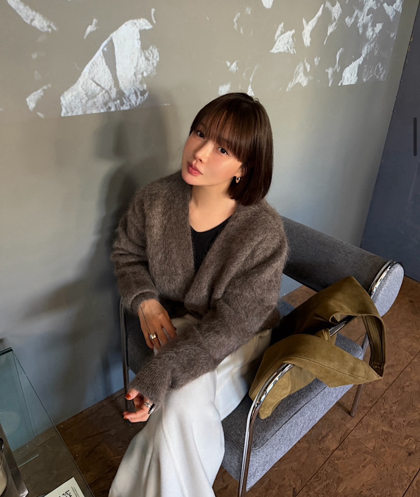 LE-PPL韓國代購女士新品推薦人氣開衫不含內搭馬海毛開襟LE-PPL開衫圖色2