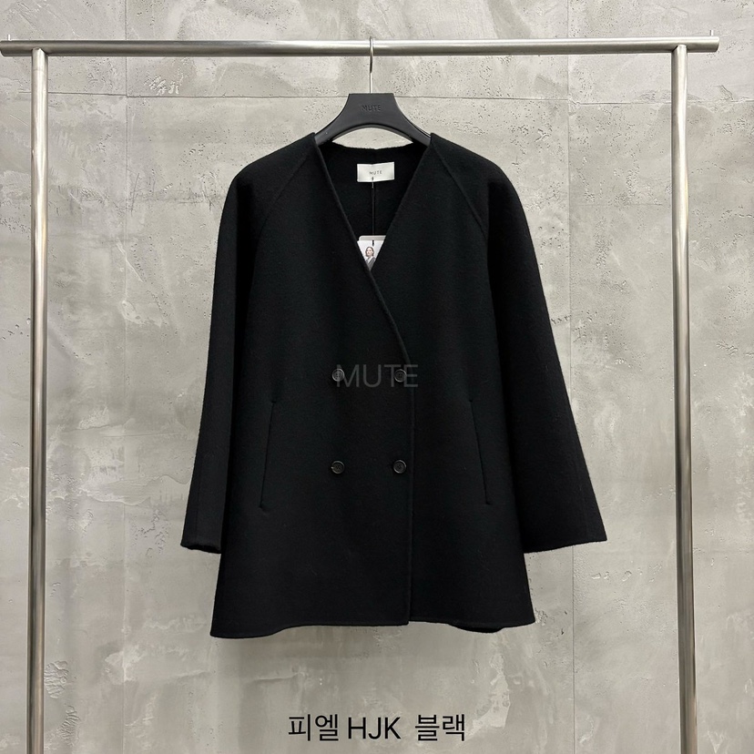MUTE-P東大門實拍女裝新款真品人氣時尚職業休閑短款大衣MUTE短款大衣圖色3黑色