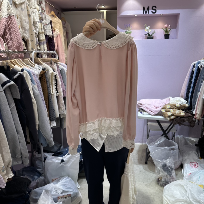 MS韓國直郵女裝新品推薦休閑真品時尚人氣職業襯衫蕾絲衫MS襯衫/蕾絲衫