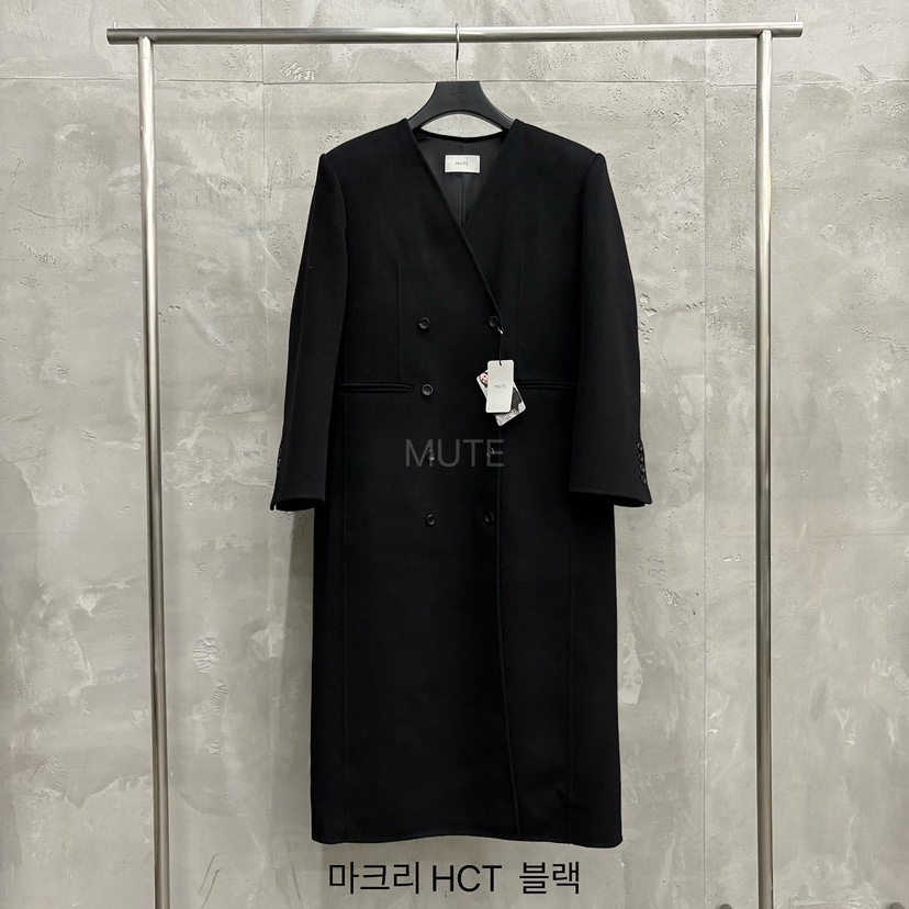 MUTE-P韓國直郵女裝新品推薦真品人氣時尚休閑中長款大衣MUTE中長款大衣圖色2黑色