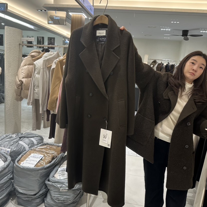 BLUEI-D/N SHARP韓國代購女裝新款推薦中長款大衣含腰帶Blue i-d/N SHARP中長款大衣圖色3棕色