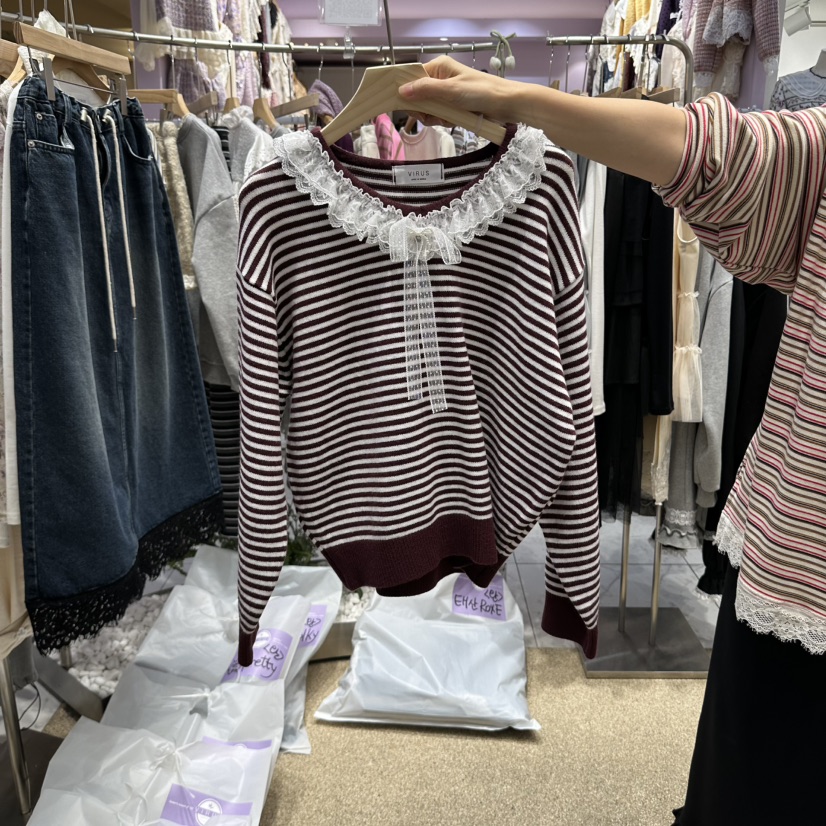 VIRUS東大門實拍女士新品休閑人氣熱賣職業推薦針織衫V領VIRUS針織衫圖色2