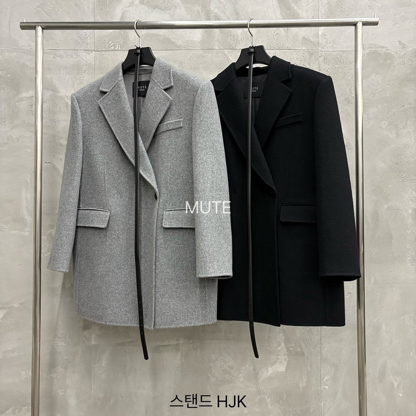 MUTE-P東大門代購女士新品人氣休閑推薦短款大衣不含腰帶MUTE短款大衣
