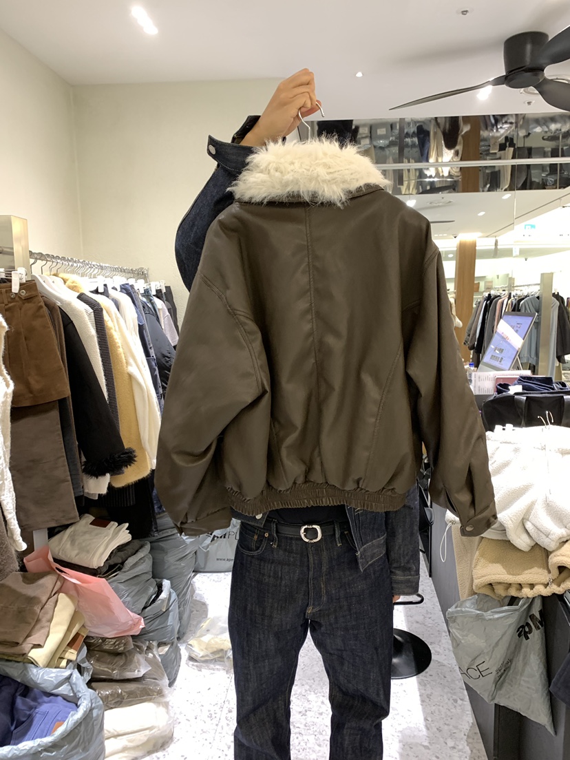 TAERI東大門直郵女裝新品推薦休閑人氣職業時尚短款棉服羊皮taeri短款棉服