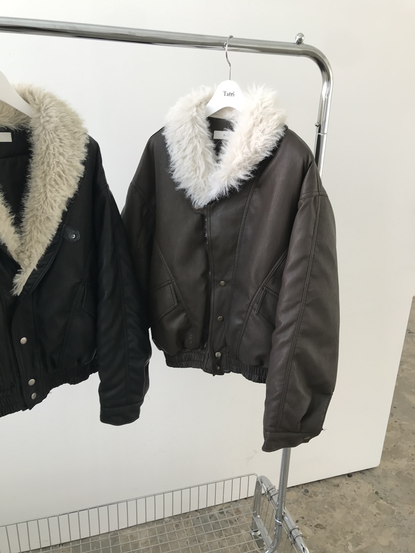 TAERI東大門直郵女裝新品推薦休閑人氣職業時尚短款棉服羊皮taeri短款棉服圖色2棕色
