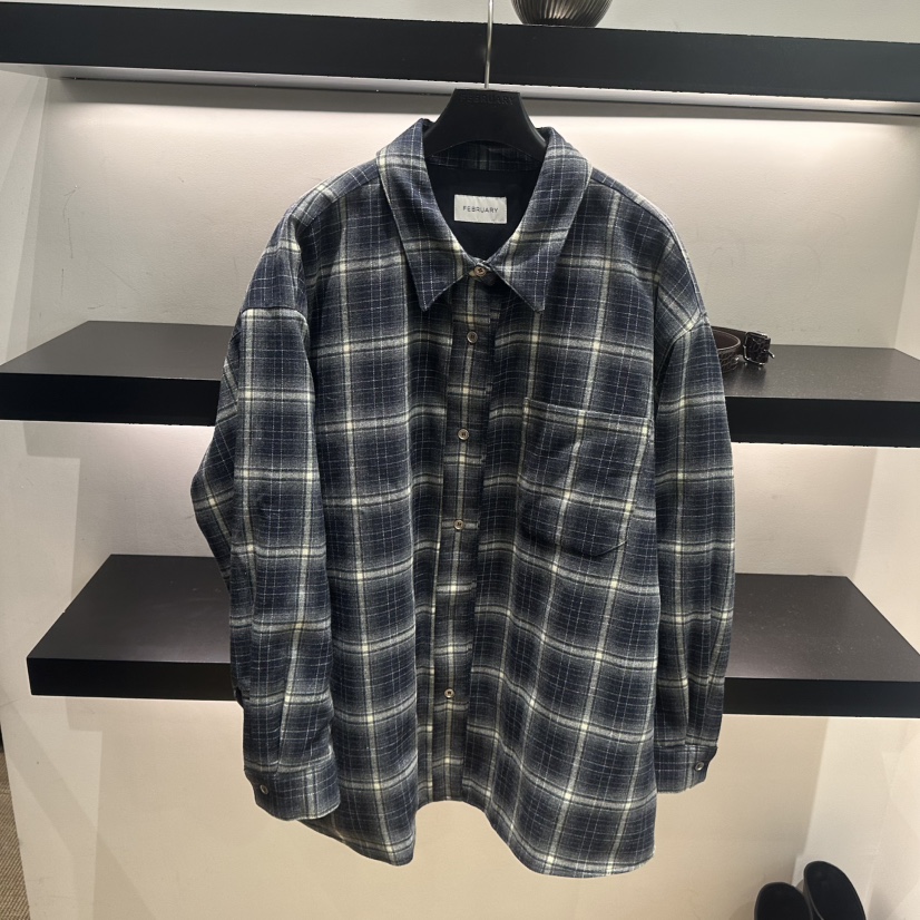 FEBRUARY 11韓國直郵女士新品休閑襯衫蕾絲衫羽絨服格子FEBRUARY 11襯衫/蕾絲衫圖色2深藍色