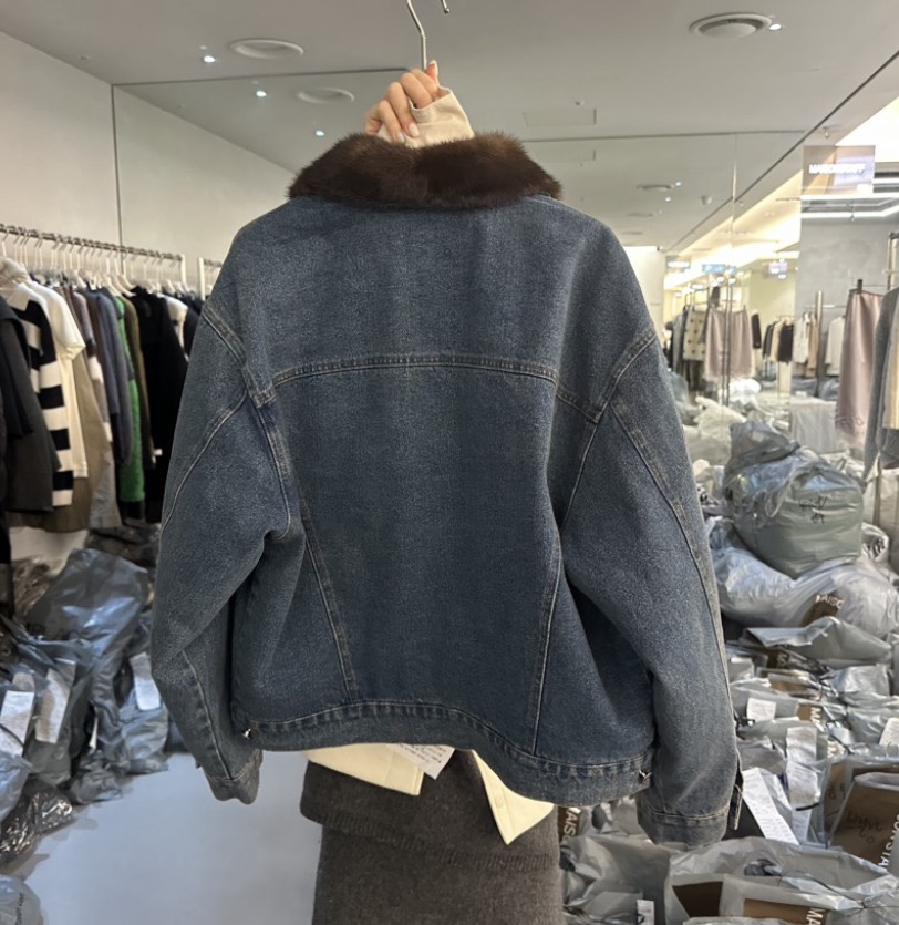DOUBLE STANDARD/LE SMOKING/MAISONSTAFF東大門直郵女士新款熱賣短款羽絨服羽絨服貂皮鵝絨MAISONSTAFF短款羽絨服