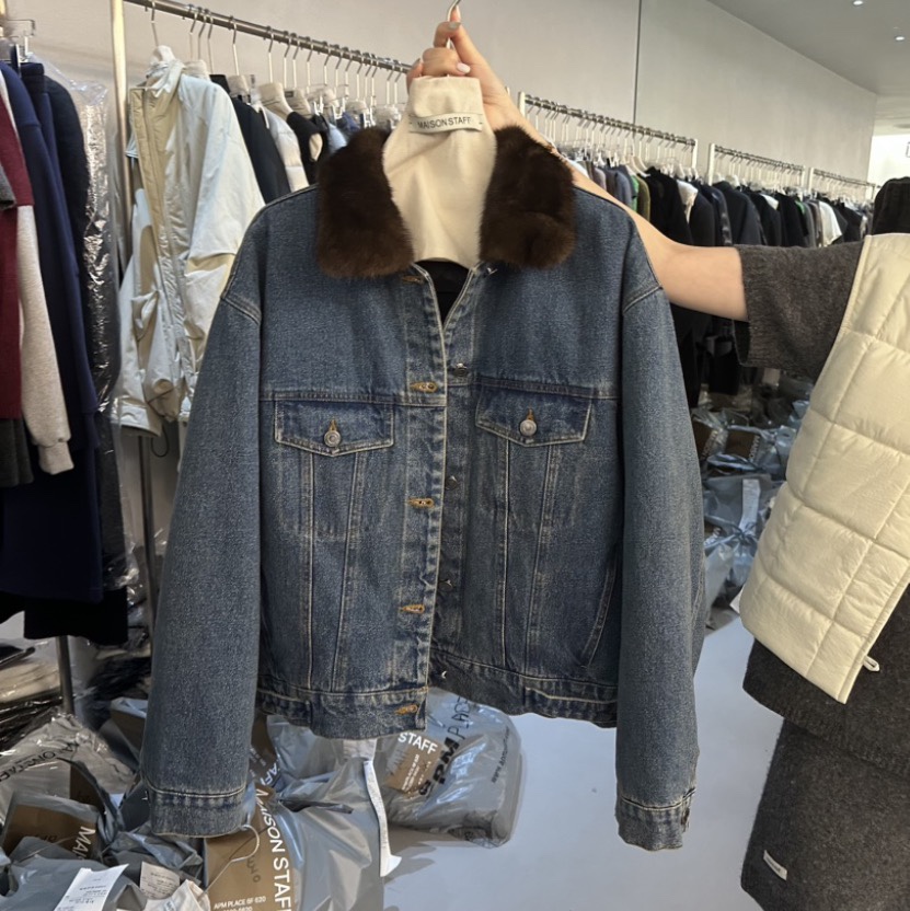 DOUBLE STANDARD/LE SMOKING/MAISONSTAFF東大門直郵女士新款熱賣短款羽絨服羽絨服貂皮鵝絨MAISONSTAFF短款羽絨服圖色1