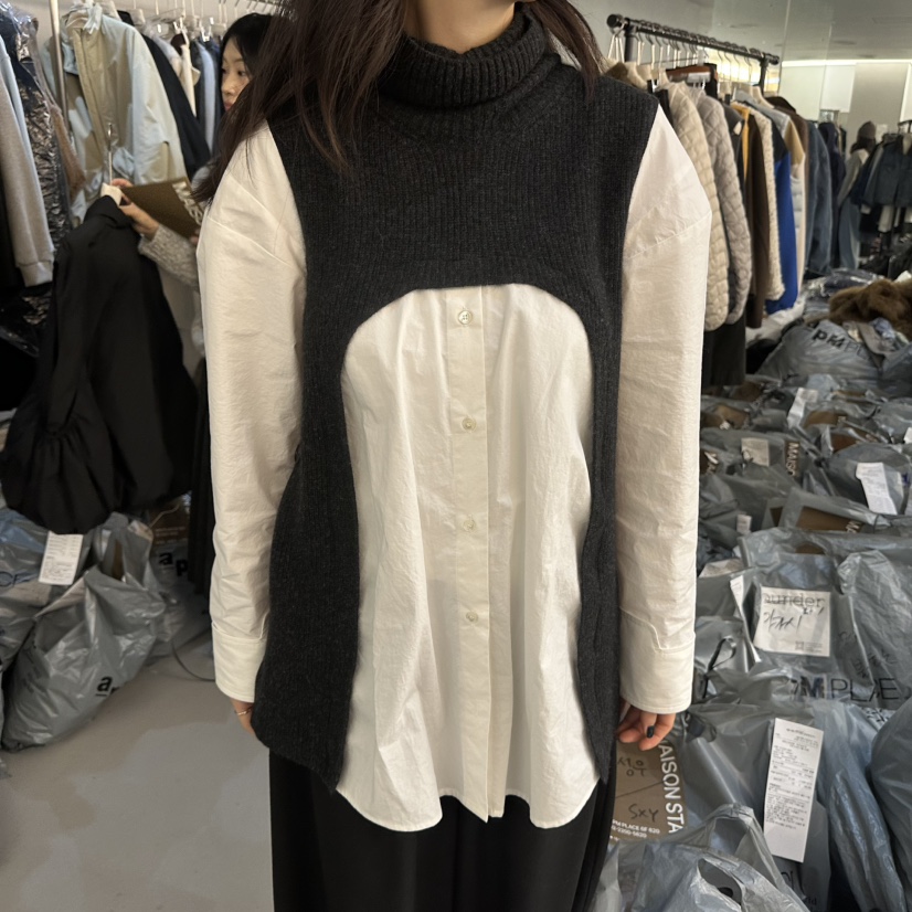 DOUBLE STANDARD/LE SMOKING/MAISONSTAFF東大門實拍女士新品熱賣襯衫蕾絲衫假兩件MAISONSTAFF襯衫/蕾絲衫