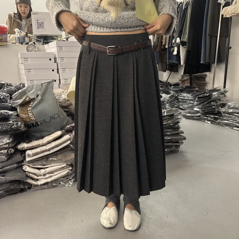 DOUBLE STANDARD/LE SMOKING/MAISONSTAFF韓國直郵女士新款人氣長裙不含腰帶MAISONSTAFF長裙圖色1墨色
