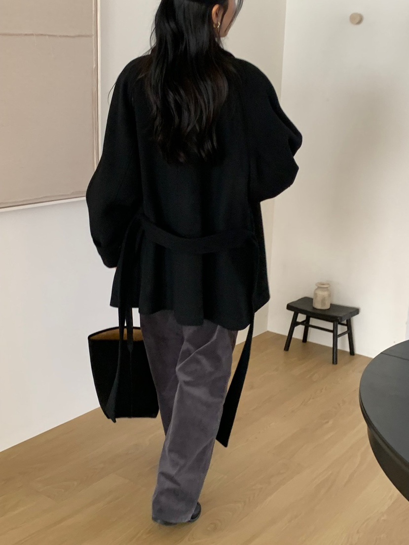 REGULARLY/PLACOR韓國直郵女裝新款休閑短款大衣含腰帶羊絨混紡REGULARLY/PLACOR短款大衣