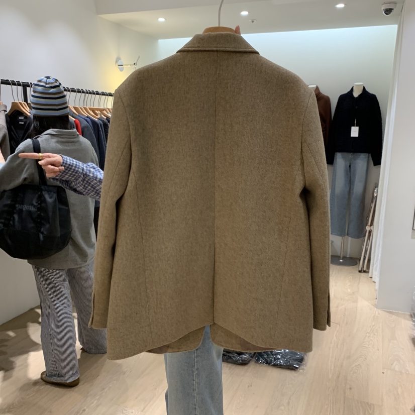 PASTE韓國代購女裝新款熱賣推薦時尚真品休閑短款大衣人字紋PASTE短款大衣