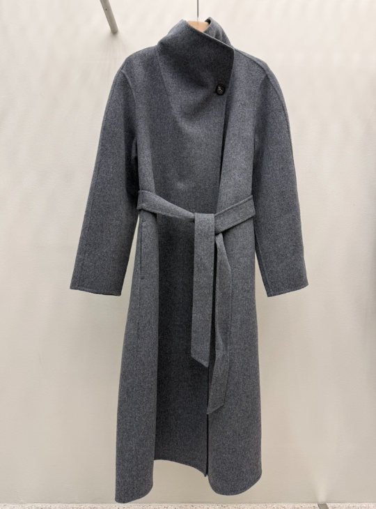 EOOB/LAMEREI韓國代購女裝新品推薦中長款大衣含腰帶手工高領EOOB/LAMEREI中長款大衣圖色2灰色