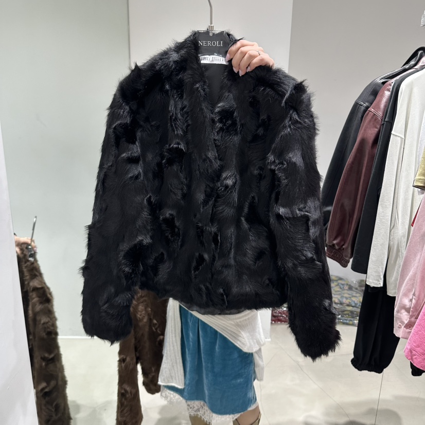 NEROLI 36東大門實拍女士新品時尚職業人氣短款大衣貂皮NEROLI 36短款大衣圖色1