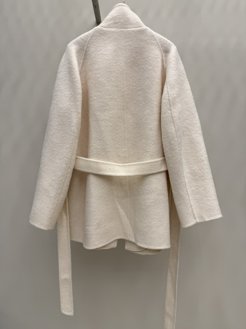 EOOB/LAMEREI東大門直郵女士新品熱賣短款大衣含腰帶手工羊駝拉絨高領EOOB/LAMEREI短款大衣