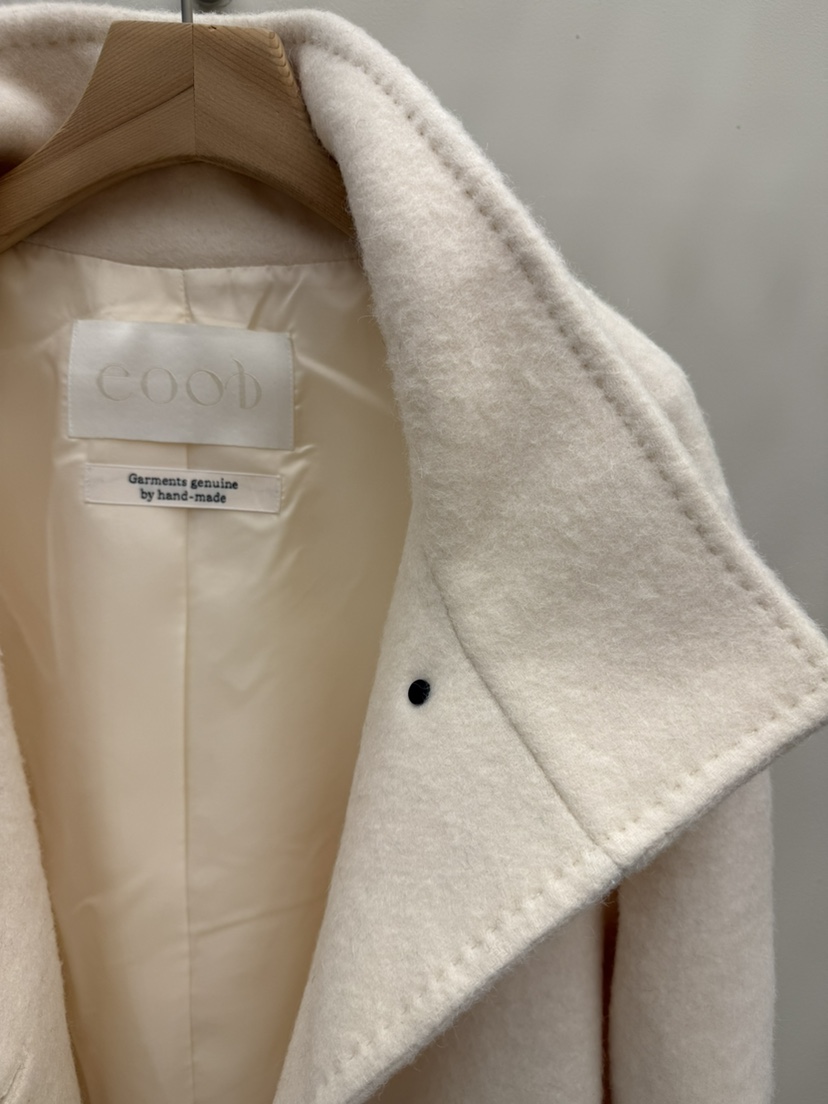 EOOB/LAMEREI東大門直郵女士新品熱賣短款大衣含腰帶手工羊駝拉絨高領EOOB/LAMEREI短款大衣
