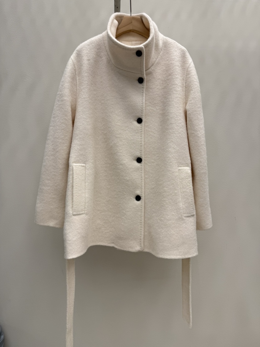 EOOB/LAMEREI東大門直郵女士新品熱賣短款大衣含腰帶手工羊駝拉絨高領EOOB/LAMEREI短款大衣圖色1