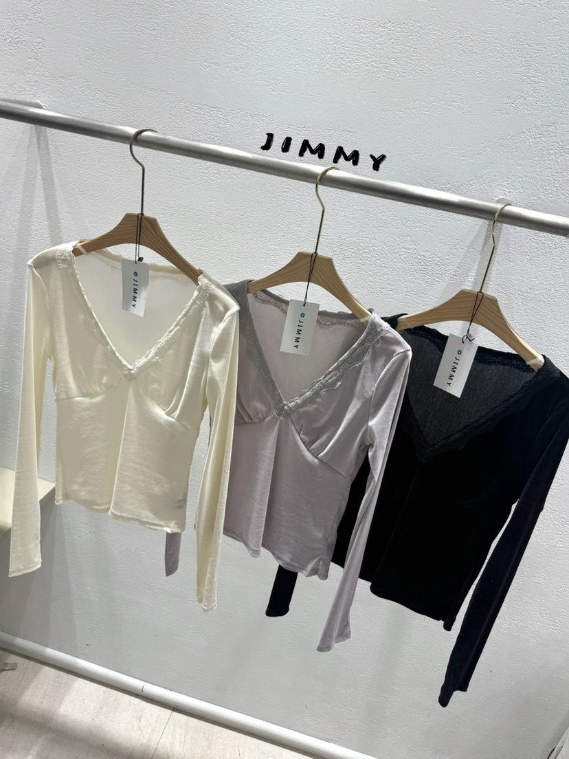 JIMMY東大門直郵女士新款真品人氣推薦休閑長袖T恤褶皺絲絨JIMMY/REMAKE長袖T恤