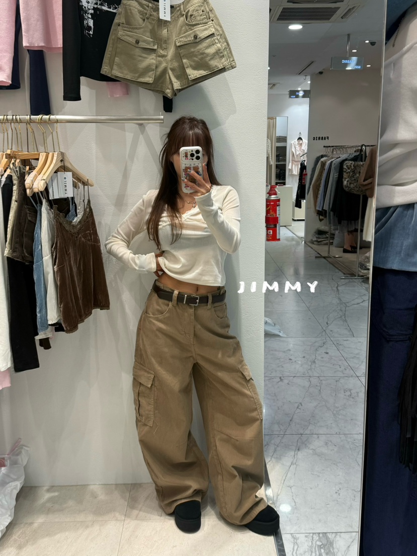 JIMMY東大門直郵女士新款真品人氣推薦休閑長袖T恤褶皺絲絨JIMMY/REMAKE長袖T恤