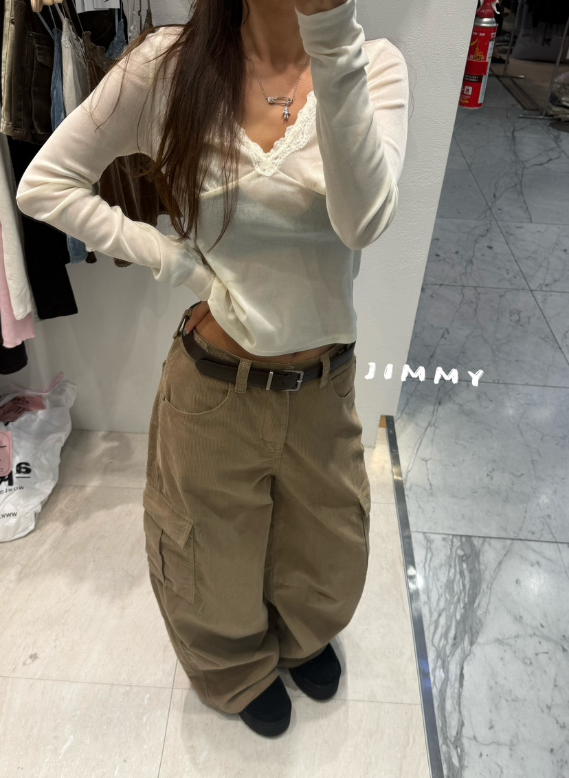 JIMMY東大門直郵女士新款真品人氣推薦休閑長袖T恤褶皺絲絨JIMMY/REMAKE長袖T恤
