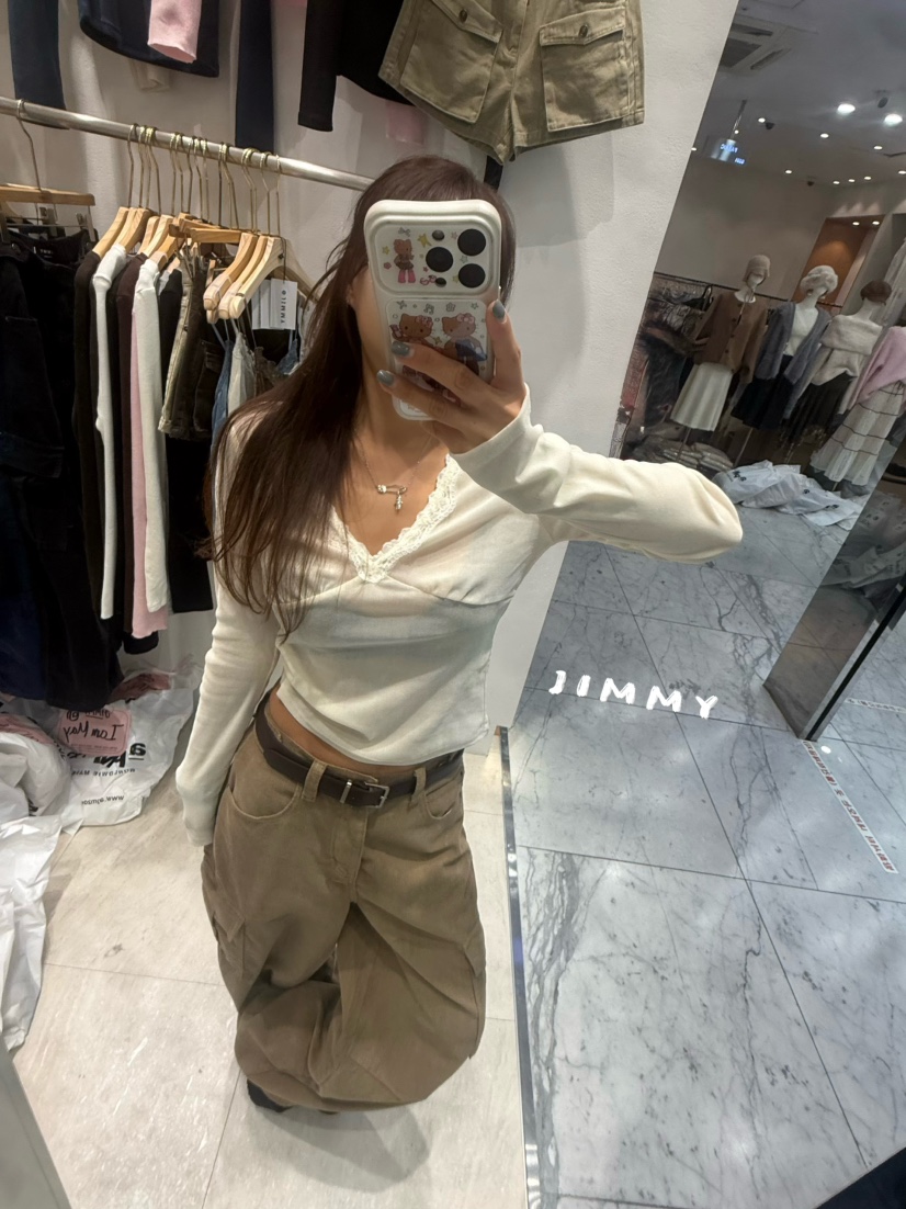 JIMMY東大門直郵女士新款真品人氣推薦休閑長袖T恤褶皺絲絨JIMMY/REMAKE長袖T恤