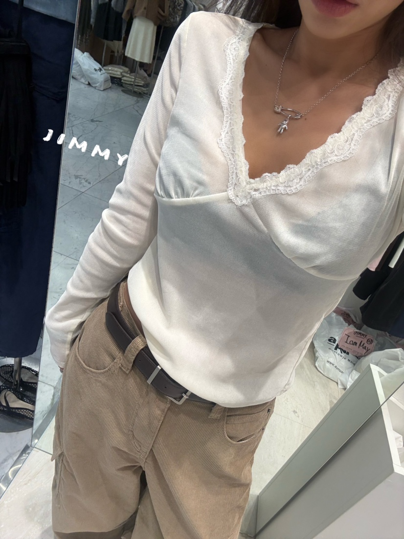 JIMMY東大門直郵女士新款真品人氣推薦休閑長袖T恤褶皺絲絨JIMMY/REMAKE長袖T恤