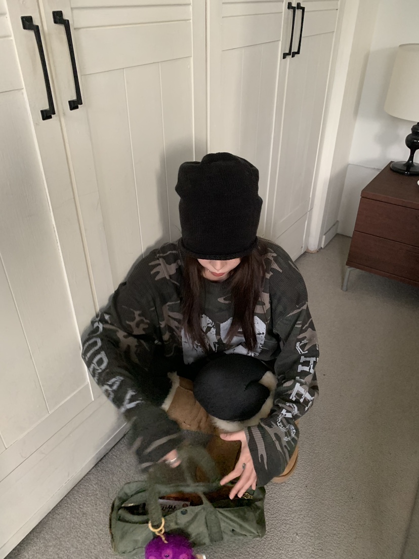 OKIE韓國直郵女士新品時尚真品推薦休閑人氣熱賣長袖T恤迷彩OKIE長袖T恤