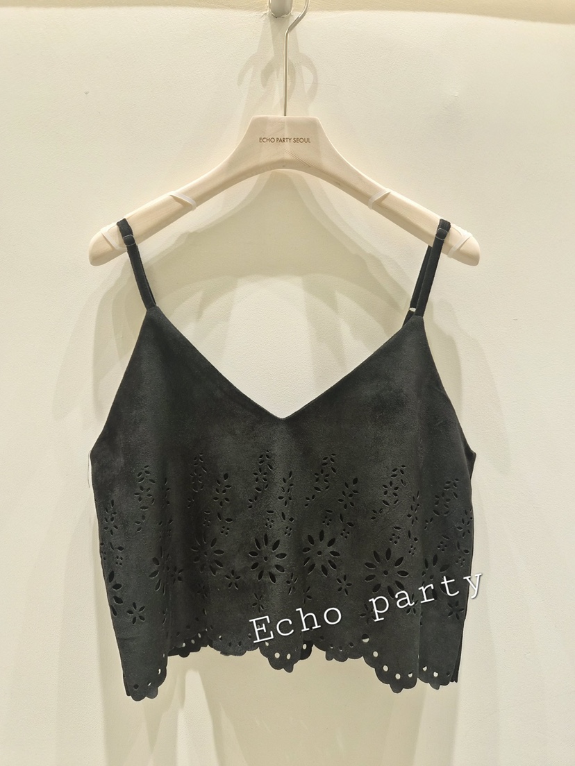 ECHOPARTY東大門實拍女士新款人氣真品吊帶背心絨面革鏤空Echo party吊帶/背心圖色2