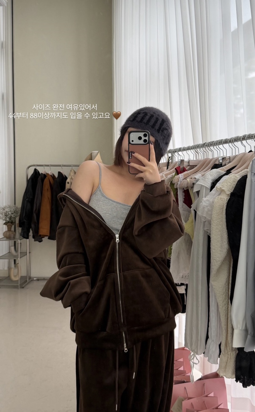 OKIE韓國直郵女裝新品推薦熱賣時尚真品休閑人氣套裝天鵝絨OKIE套裝