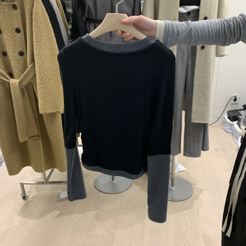 A POINT韓國直郵女士新品真品熱賣時尚推薦長袖T恤假兩件A POINT長袖T恤
