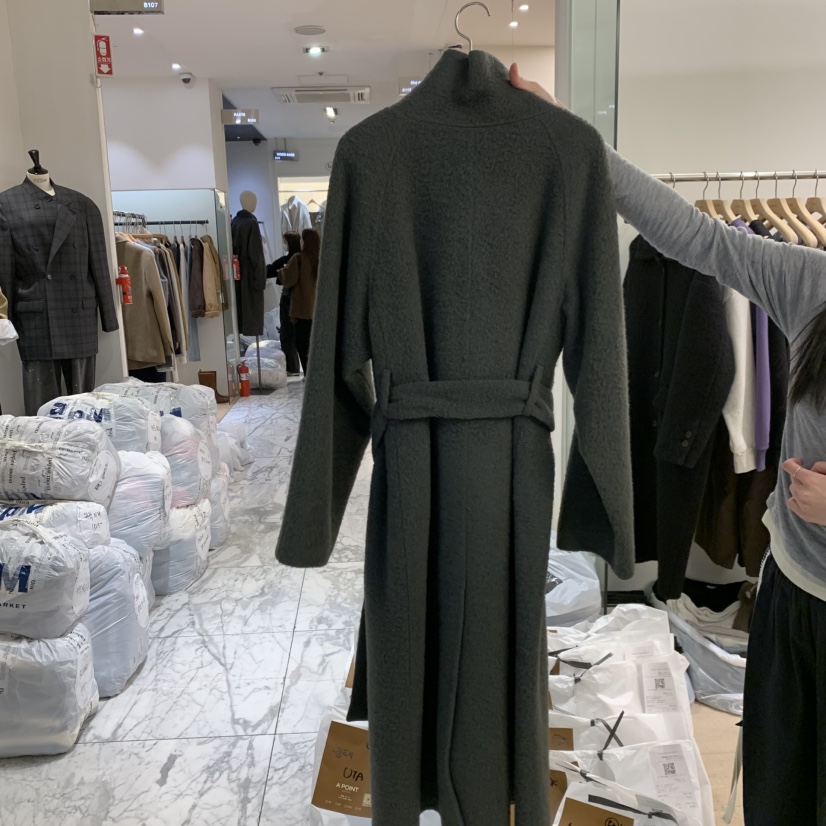 A POINT東大門實拍女裝新款熱賣真品人氣中長款大衣含腰帶A POINT中長款大衣