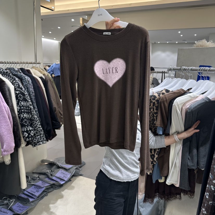 BENE韓國代購女士新款熱賣推薦休閑時尚真品人氣長袖T恤SHOP BENE_Bene長袖T恤圖色5棕色